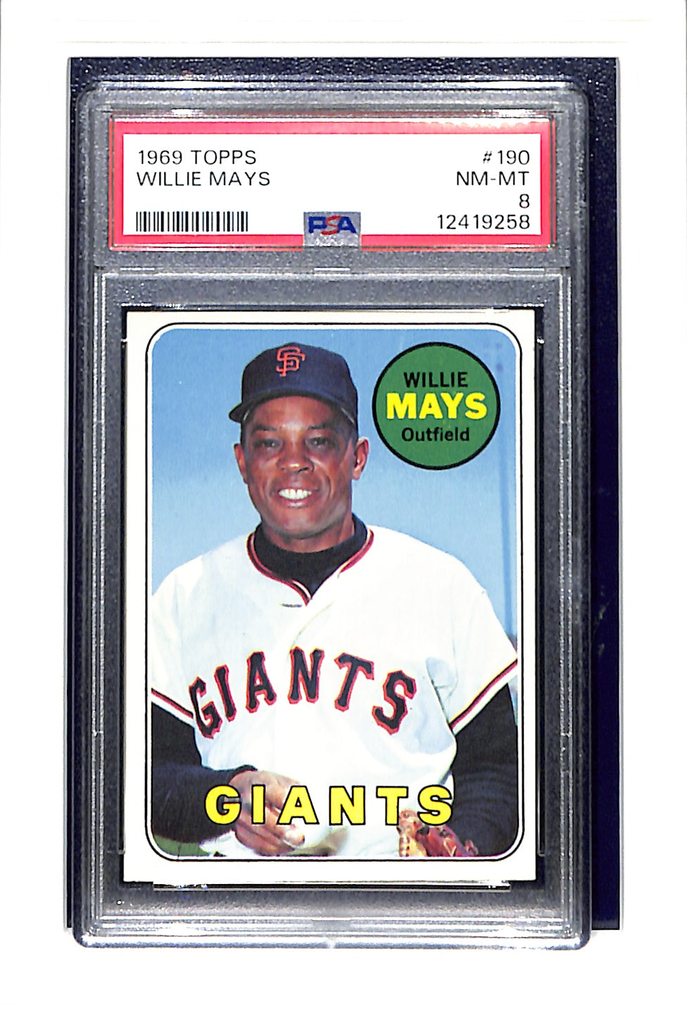 1969 Topps #190 Willie Mays PSA 8