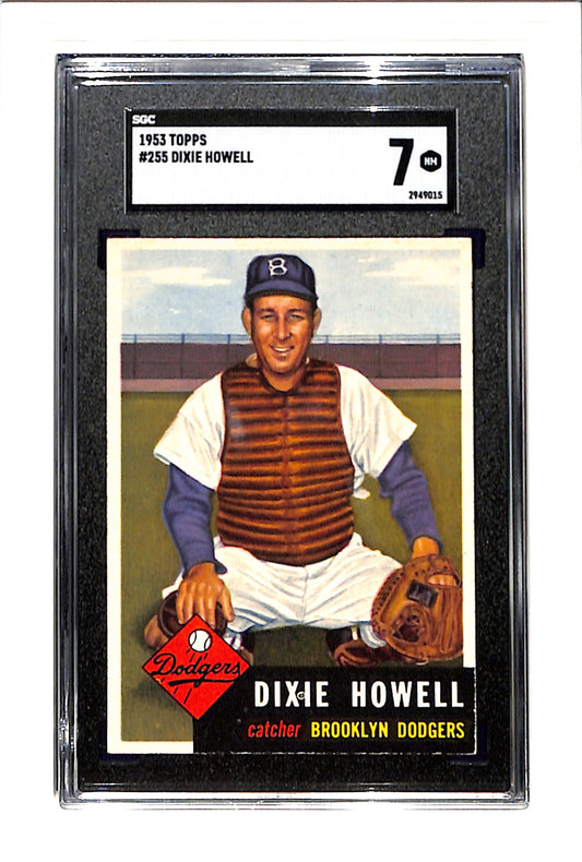 1953 Topps #255 Dixie Howell SGC 7 High # SP Brooklyn Dodgers