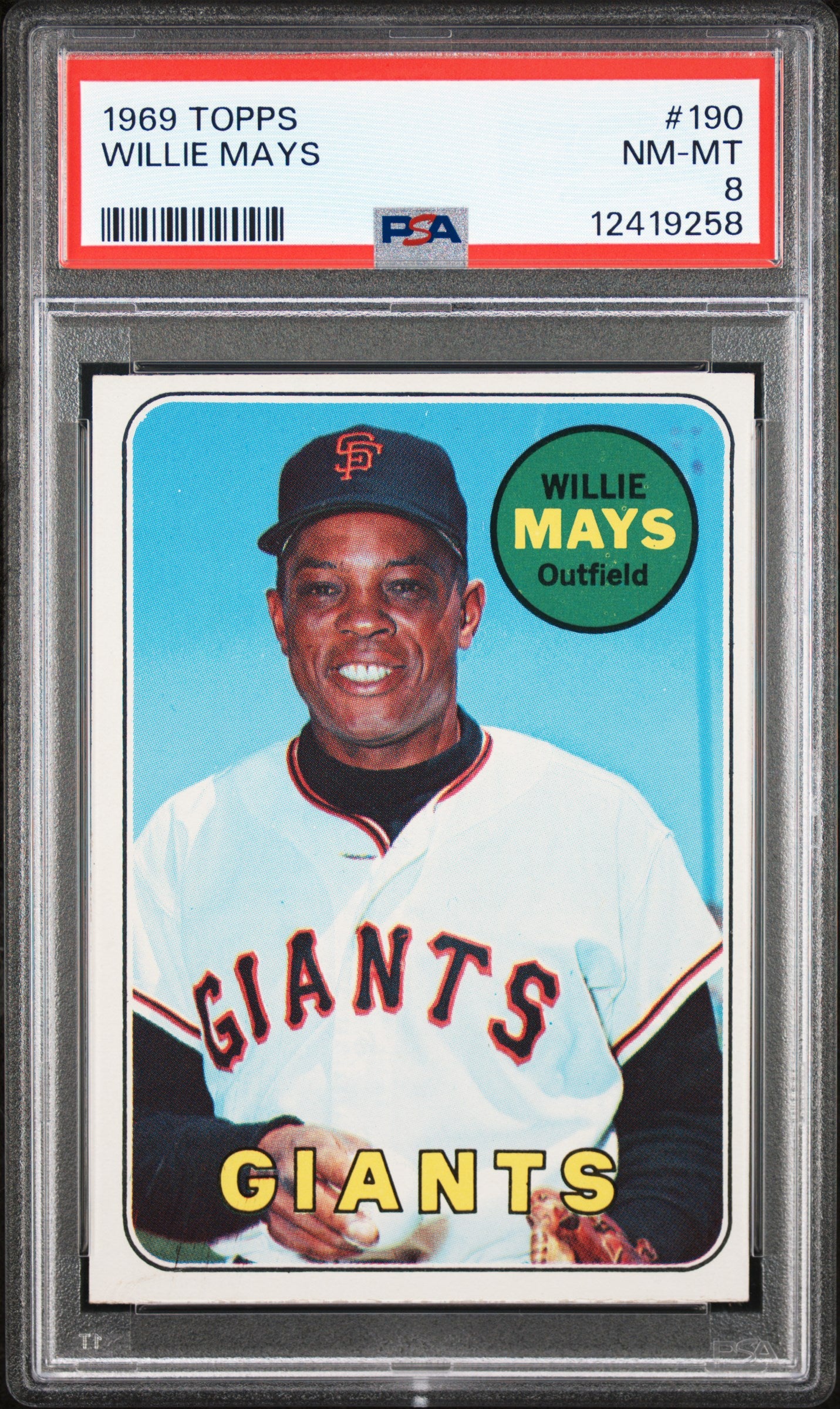 1969 Topps #190 Willie Mays PSA 8